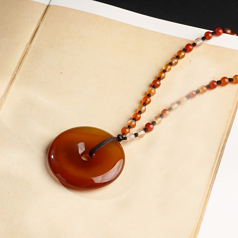 Women's Natural Carnelian Necklace with Safety Clasp